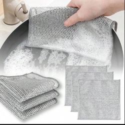 5 Pcs / 5pcs Magic Steel Cleaning Pads, Multi-Purpose, Reusable, Non-Stick & Rust Removal,  On All Surfaces, Perfect For Kitchen & Bathroom,