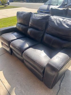 Brown leather recliner couch