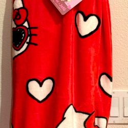 Hello Kitty Red Heart Blanket 