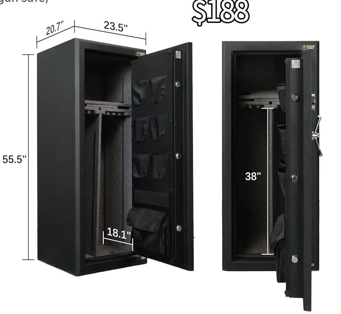 😀 Fireproof Gun Safe - Biometric Gun Safe for Rifles and Pistols Fire Proof Large Rifle Safe Long Gun Cabinet for Shotguns with Digital Keypad