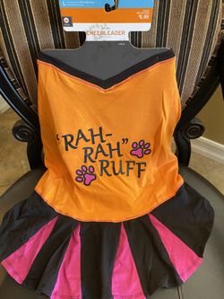 Pet tee cheerleader costume for dogs. L fits dogs up to 90lbs. Brand New $4