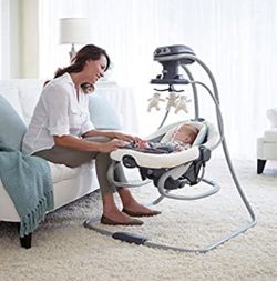 Graco DuetSoothe Baby Swing and Rocker, Winslet Light Beige/Light Green