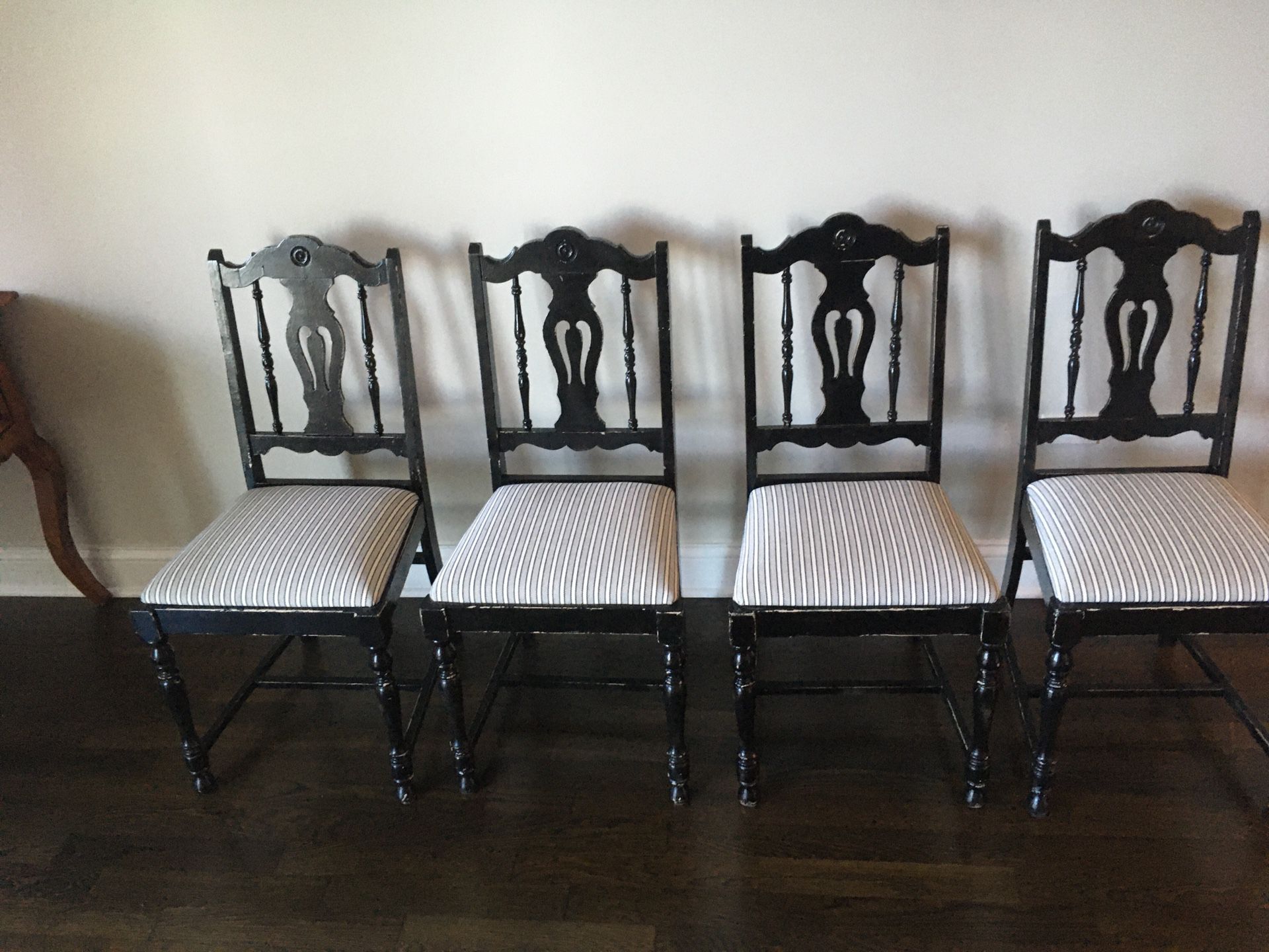 Set of 4 wood upholstered dining chairs