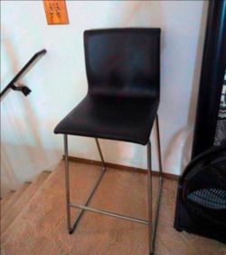 Black Bar Stool with Chrome Legs