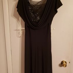 Black Dress Sheer In Back, Sequence In Front 