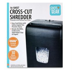 New Pen+Gear C227-B 16-Sheet Cross Cut Wheeled Paper/Credit Card Shredder