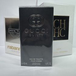 Night Out Fragrance Bundle: Invictus, CH Men, Gucci Guilty - New!