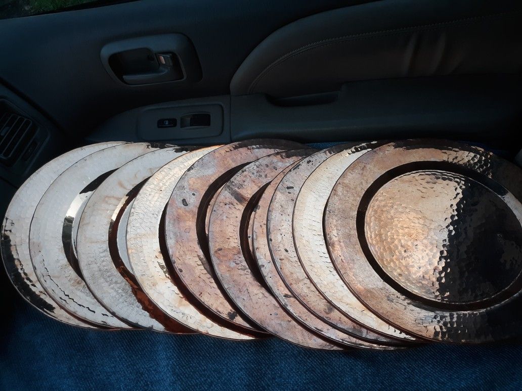 Hammered Copper Charger Plates Hand Hammered Antique Vintage Dining Craftsman American Arts And Crafts