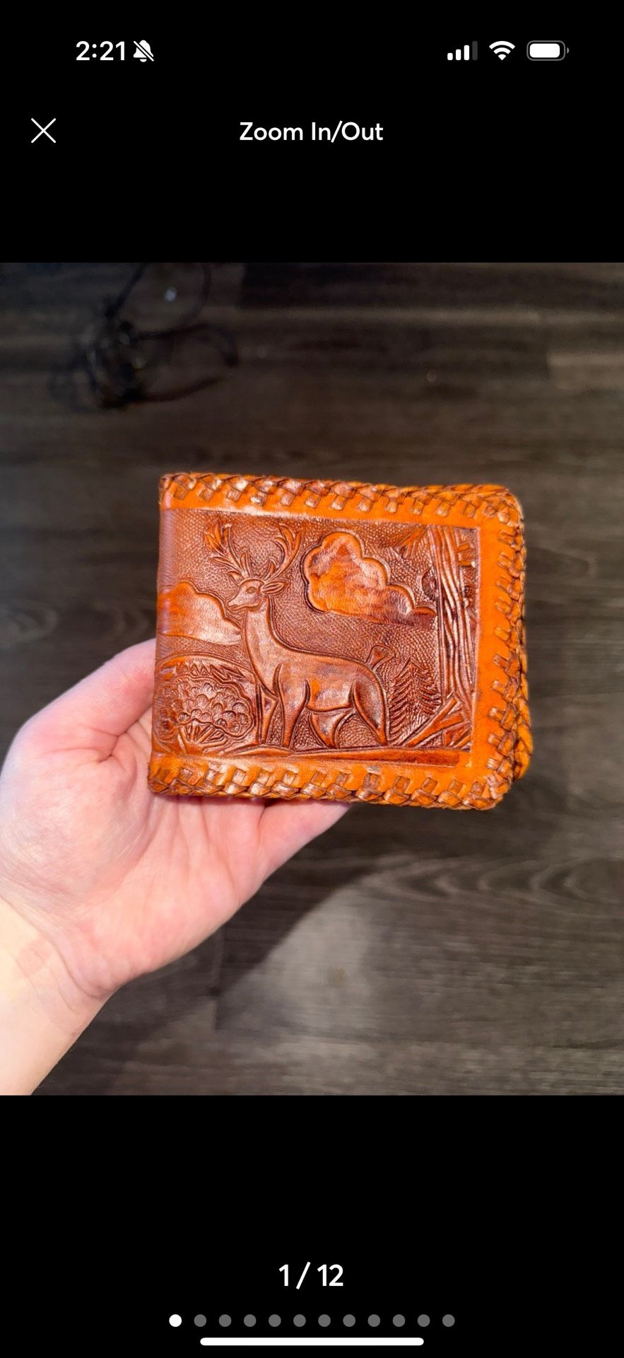 Carved Leather deer & forest Western