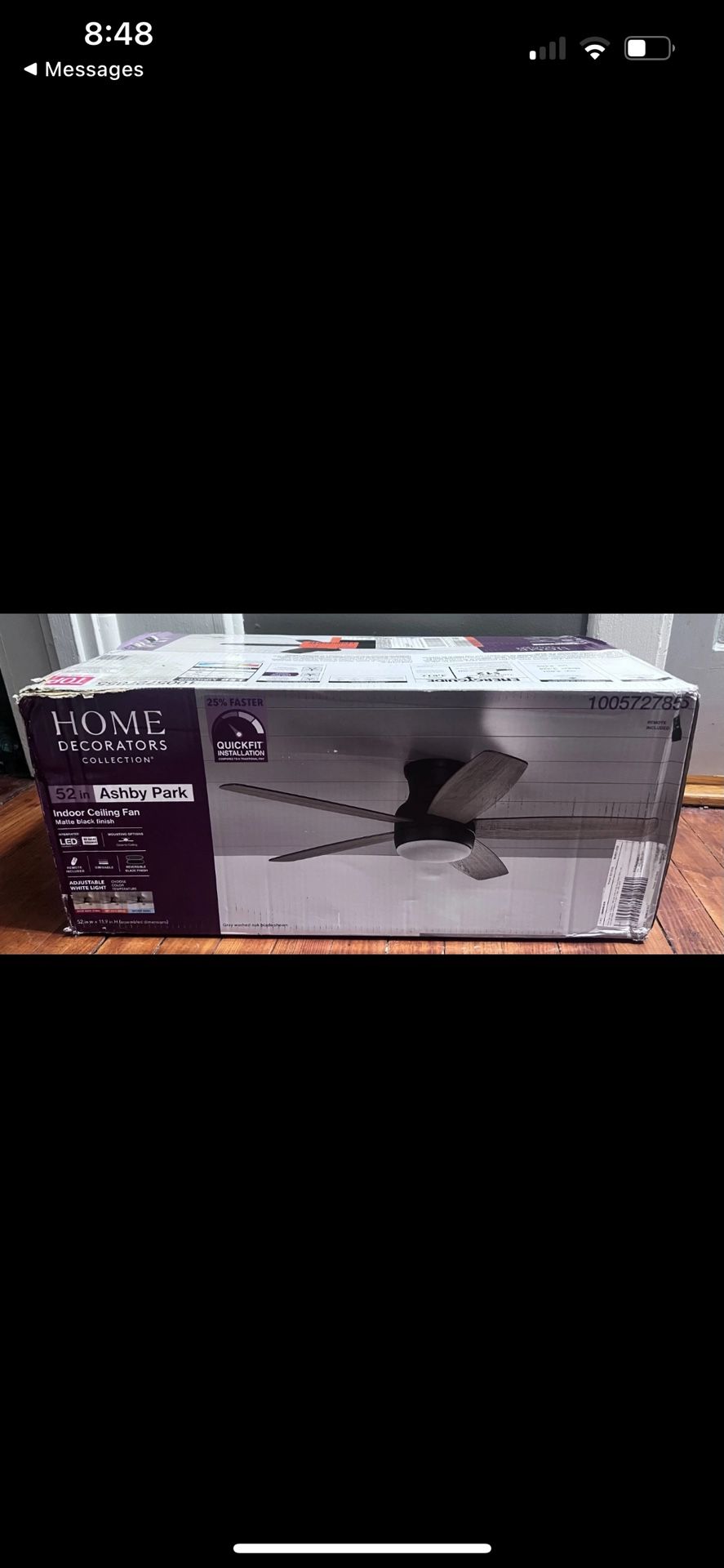 HDC 59259 Ashby Park 52 in. Matte Black Indoor CCT LED Ceiling Fan with Remote