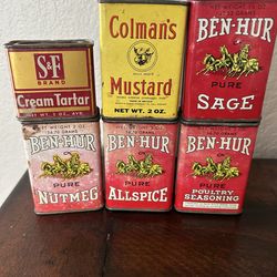 Vintage Metal Spice Tins