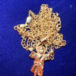 14 karat gold necklace, and pendant