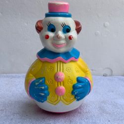 Vintage Roly Poly Clown Musical Toy Made in Hong Kong From 1980s