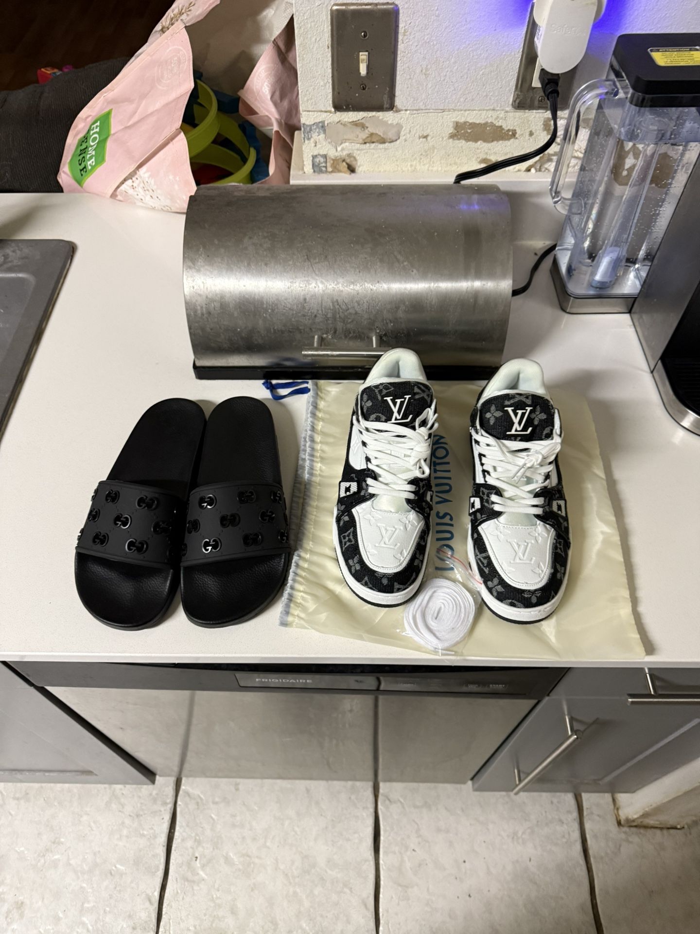 Louis Vuitton Shoes SIZE 8 New And Gucci Slides SIZE 10 New (DIFFERENT SIZES)