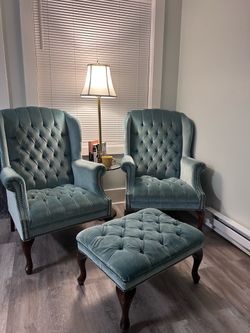 Tufted ArmChairs with Ottoman