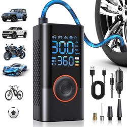 NEW - Tire Inflator Cordless Air Compressor With Flashlight and Charger