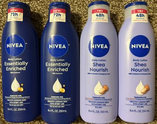 NEW NIVEA Body Lotion - 8.4 oz - $4 each or $14 for All (4)  Keep your skin soft, smooth, and deeply hydrated with this set of NIVEA body lotions. Bot
