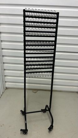 Black Metal braiding hair wire Display Rack on Wheels. Double sided