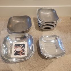 10- Vintage Wilton Pewter Armetale Square Boston Bowls