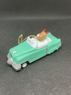 Merton 1989 Ornament Deer In Car Figurine / Green / Christmas Holiday / HTF RARE