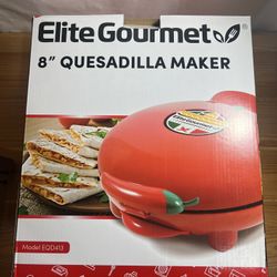 Elite Gourmet EQD413 Non-Stick Electric, Mexican Taco Tuesday Quesadilla Maker, Easy-Slice 6-Wedge, Grilled Cheese, 8 Inch, Red