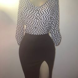 New Cute 2 Pieces Black & White Set