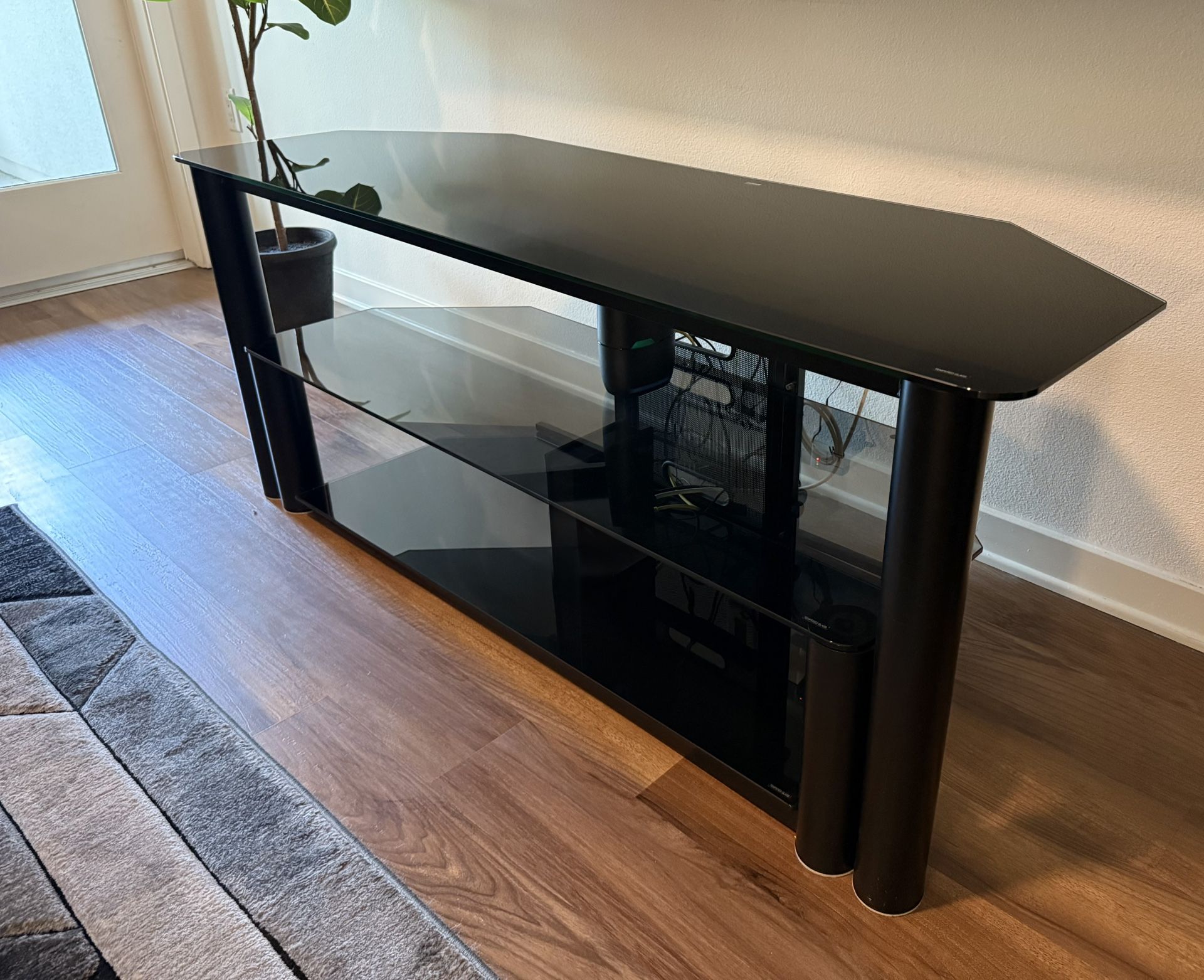 Black Glass TV Console table