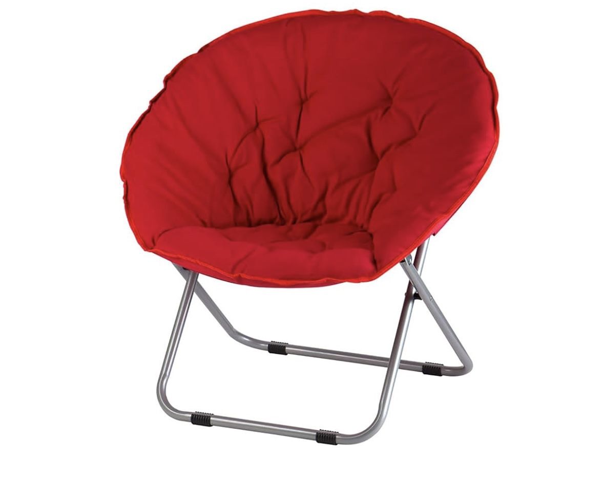 Microsuede Adult Foldable Saucer Chair Powder Coated Finish, Red
