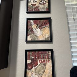 Set Of 3 Wine Wall Art