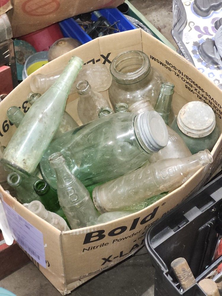 Vintage Glass Bottles $25