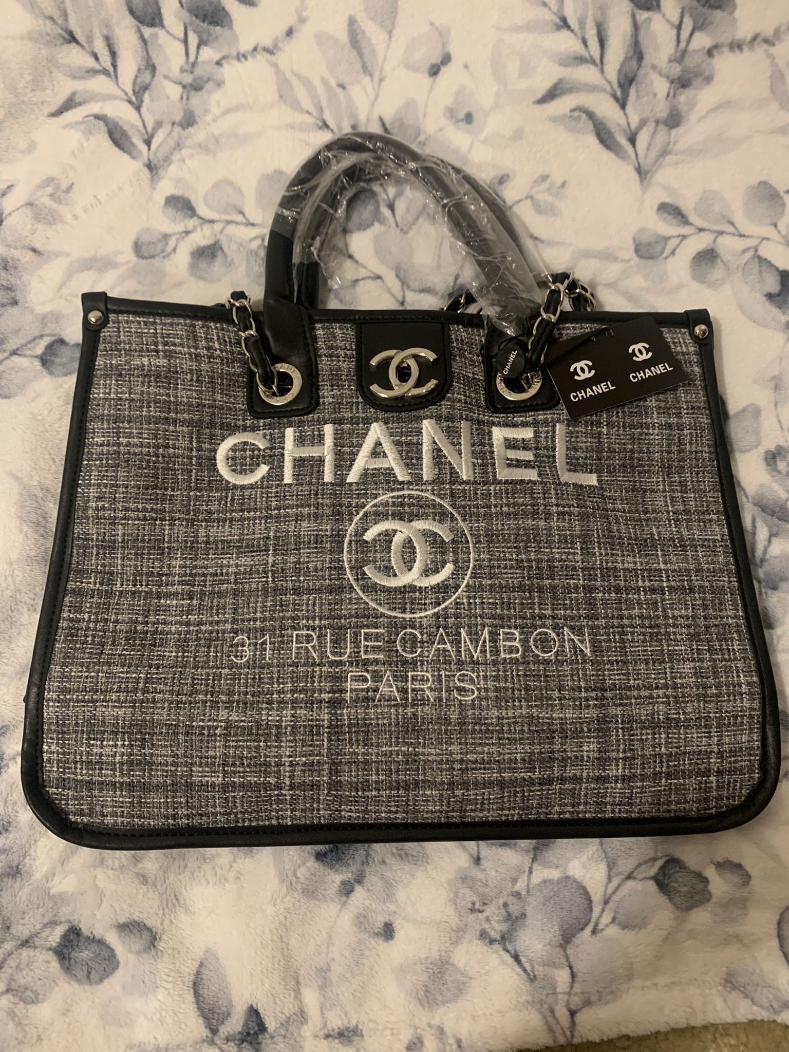 CC Designer Grey Tote Bag