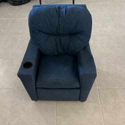 Navy Blue Kids Recliner (Left Arm Slightly Damaged-Fixable)