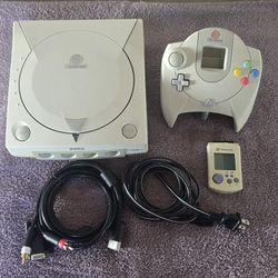 Sega Dreamcast + GDEmu/256GB games installed, controller + VMU, VGA cable
