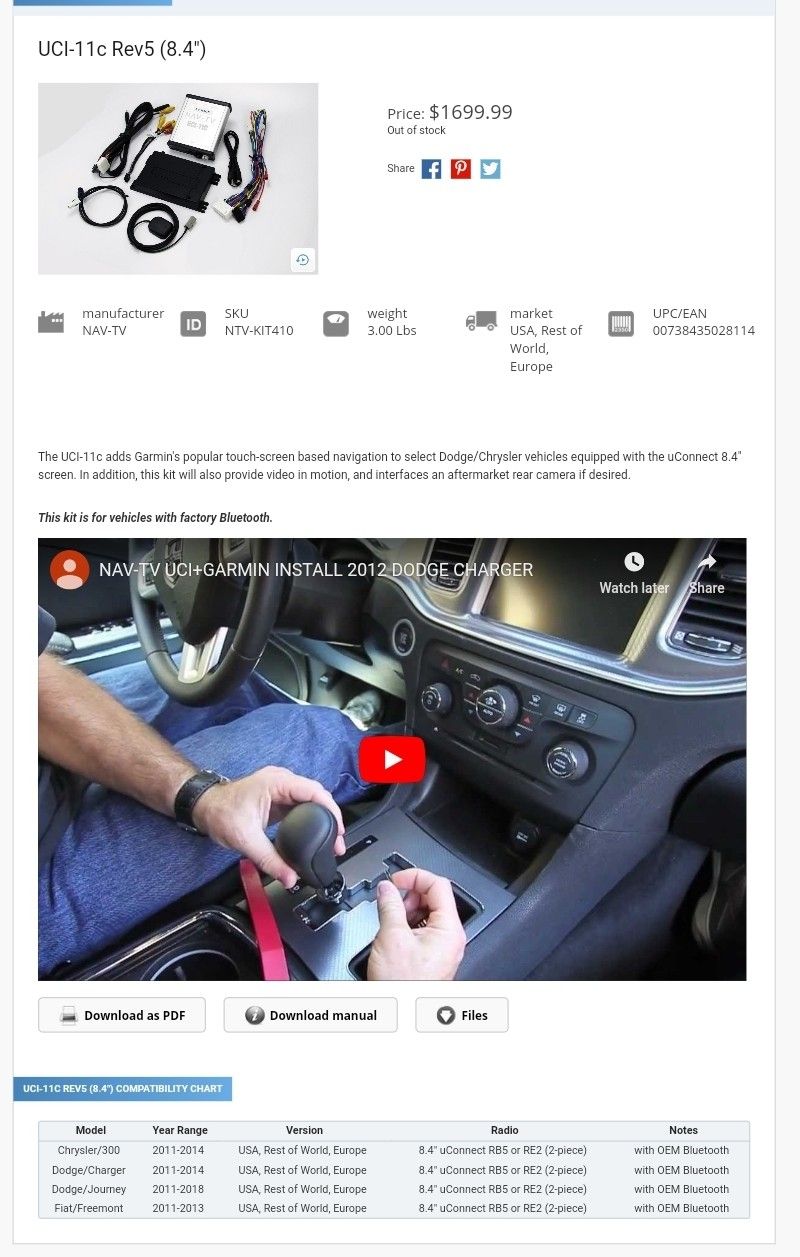 NavTv Garmin GPS, Backup Camera & Video In Motion For 20112014