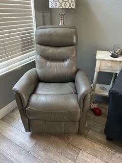 Gray leather recliner