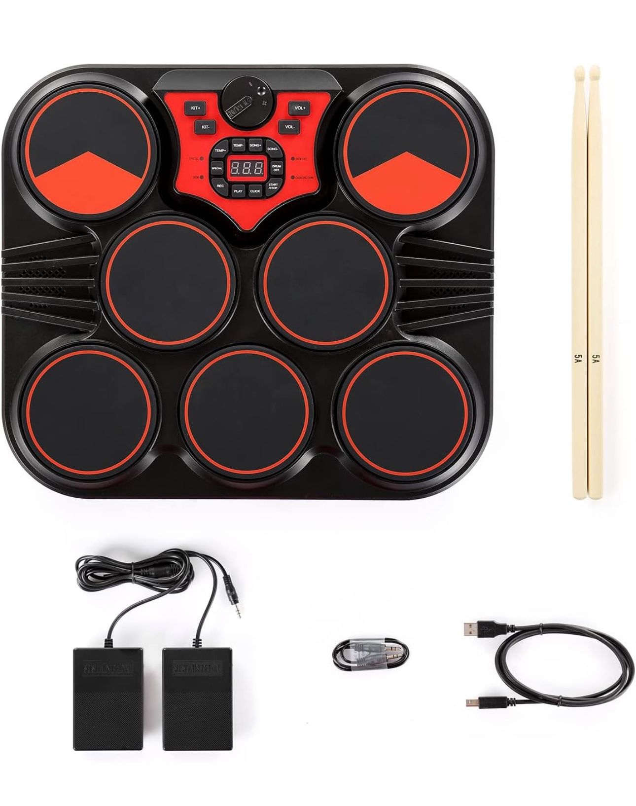 Electronic Drum Set, Tabletop Electric Drum Kit, 7 Pad Portable Electric Drum Set with Digital Panel, Built-in Speakers - Toy Toys Wholesale 