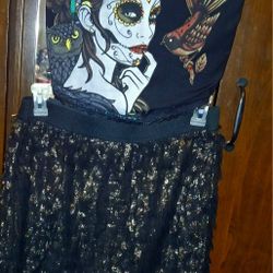 Corset Style Top & Fringe Skirt Both XL