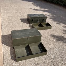 Two vintage old military footlocker lockers Vietnam great for tools storage GI