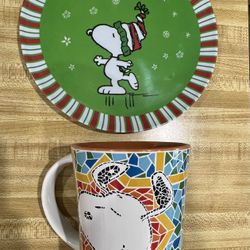 Vintage Peanuts Snoopy  Cup And Plate