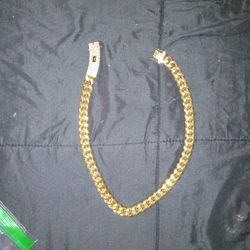 Gold Plated Cuban Rhinestone Bracket 