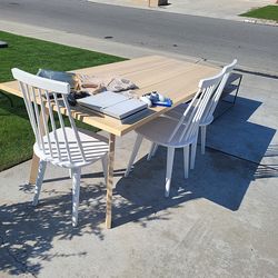 Diner table , 3 chairs and 1 bench