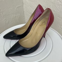 christian louboutin Kate patent leather pumps in a black and red ombré Eu40 US 9