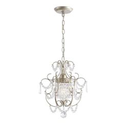 New Daisy 12 in Wide Glam 1 Light Brushed Champagne Silver Mini Crystal Chandelier