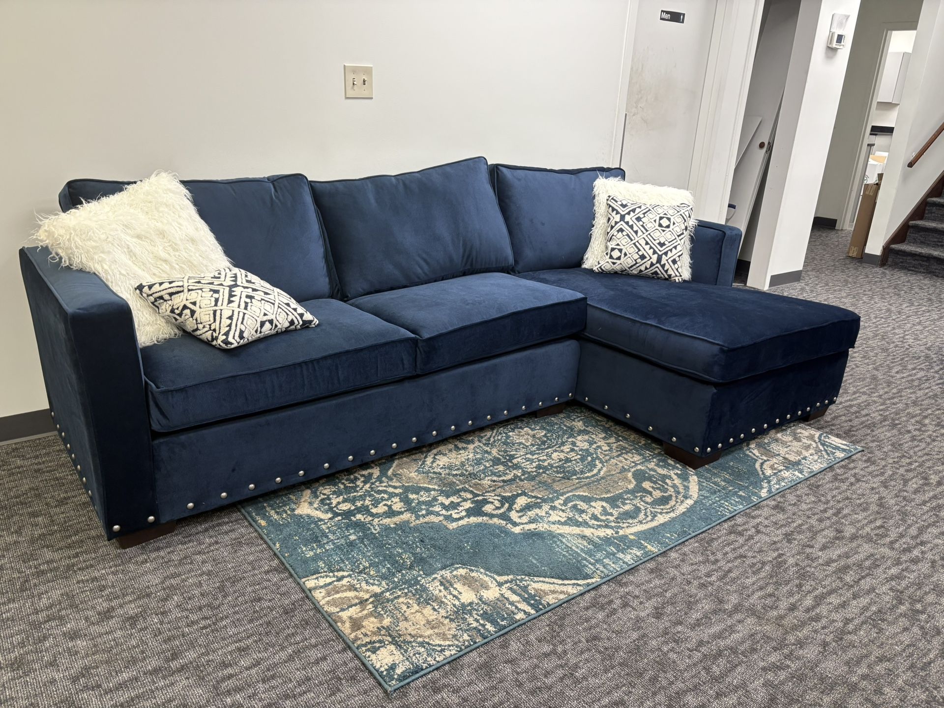 BRAND NEW UNIQUE COLOR SECTIONALS .. $695 INCLUDING DELIVERY! YOU DON’T PAY UNTIL WE DELIVER!! Available in light blue , dark blue and apricot colors 