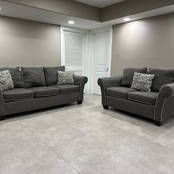 Gray Fabric Sofa Couch And Loveseat Sofa 