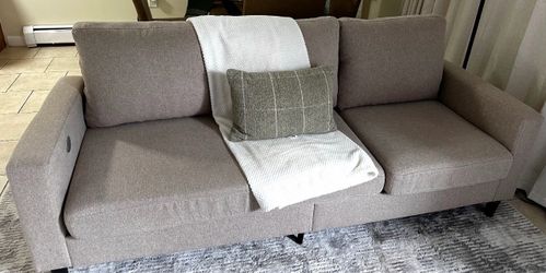 Modern 77” Sofa – Taupe/Grey – Great Condition