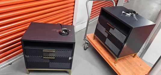 Black and Gold Nightstand Set of 2
