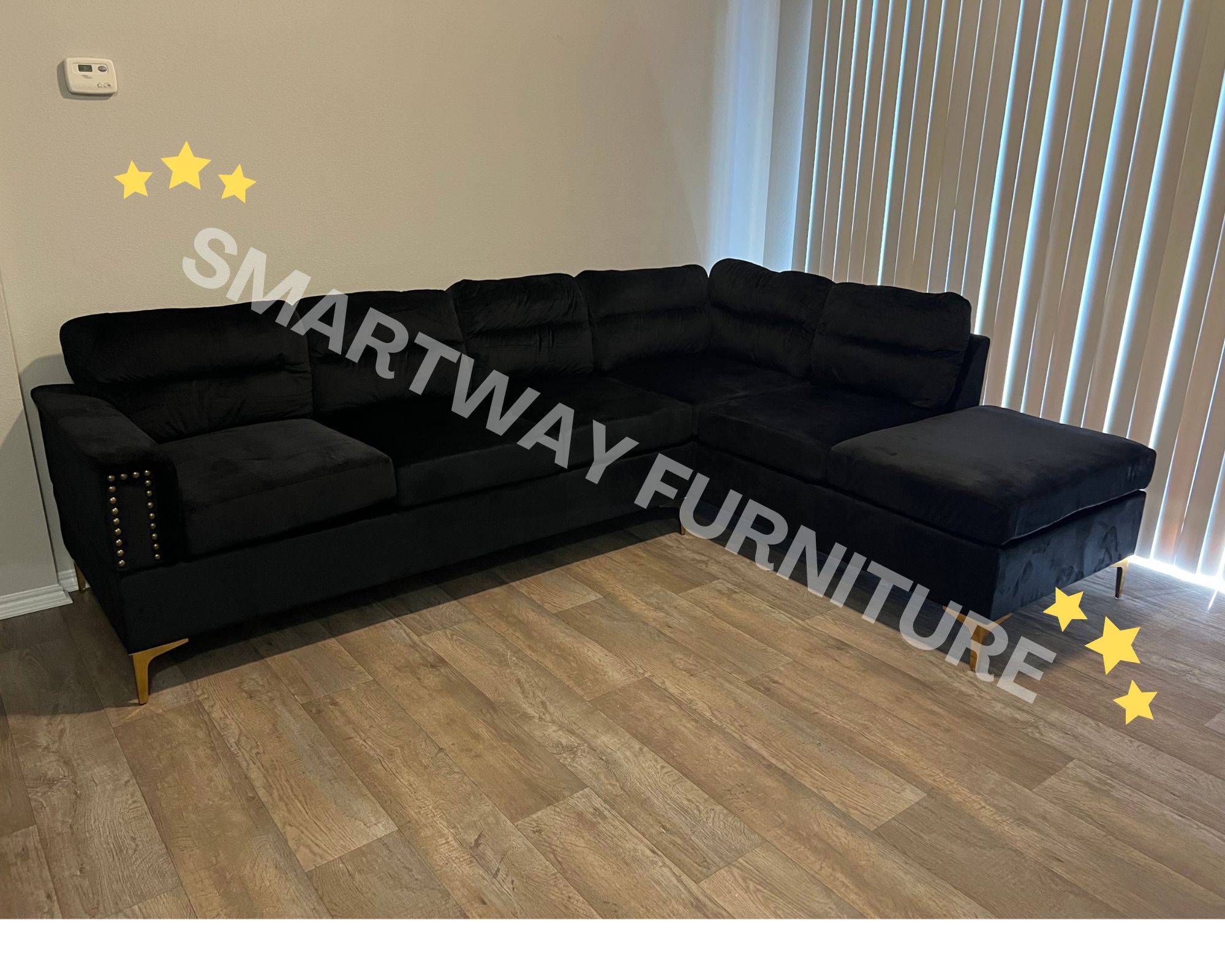 Black Sectional Velvet Vogue New Box 📦