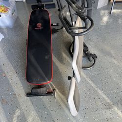 Weight Bench, Power Tower - Home Workout Setup