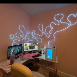 Led Neon Rope Lights 15FT,Control with App/Remote,Flexible Led Rope Lights,Multiple Modes,IP68 Outdoor RGB Neon Lights Waterproof,Music Sync Gaming Le